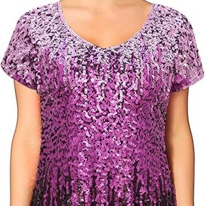 NWT Cap Sleeve Sequin Blouse, Purple Ombre, Size XS